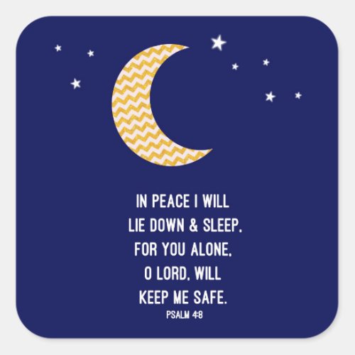 Peaceful Sleep Moon Navy Background Verse Square Sticker