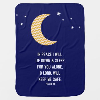 Peaceful Sleep  Navy & Chevron Gold Glitter Moon Receiving Blanket by LightinthePath at Zazzle