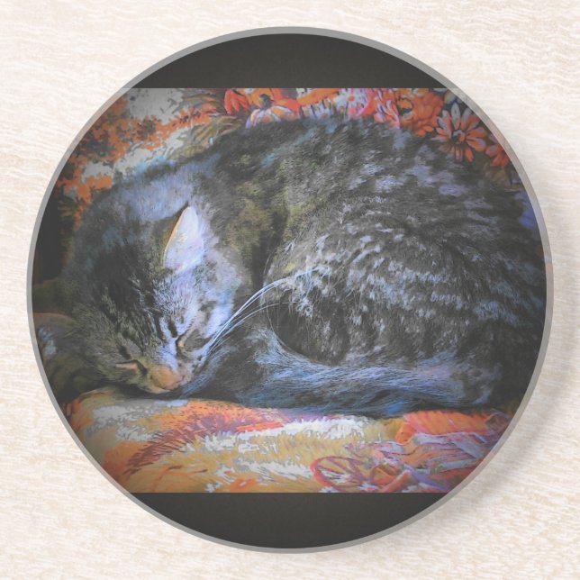 Peaceful Sleeping Cat Coaster (Front)