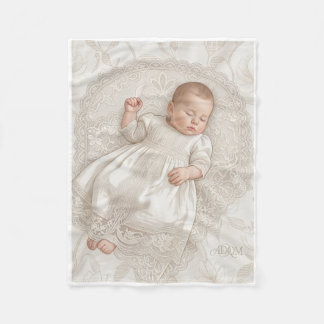 Peaceful Sleeping Newborn Baby In White Swaddle Fl Fleece Blanket