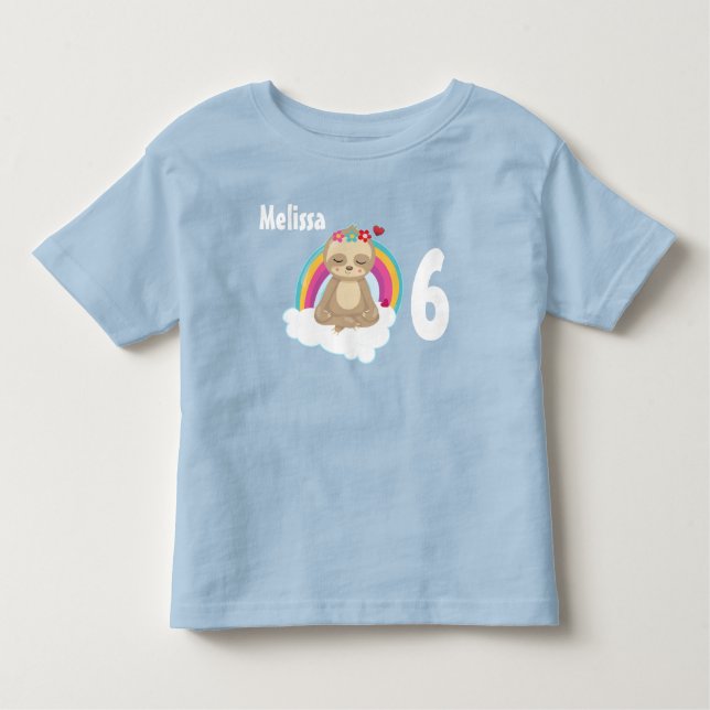 Peaceful Sloth Meditating on a Cloud Birthday Toddler T-shirt (Front)