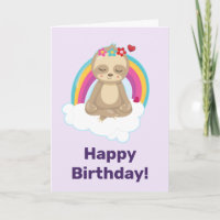 Peaceful Sloth Meditating Quietly Birthday
