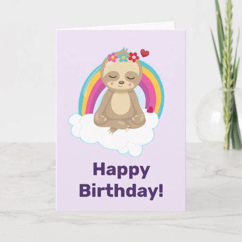 Peaceful Sloth Meditating Quietly Birthday Card