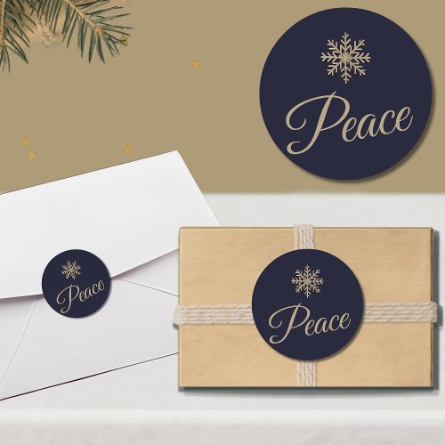 Peaceful Snowflake Holiday Round Sticker