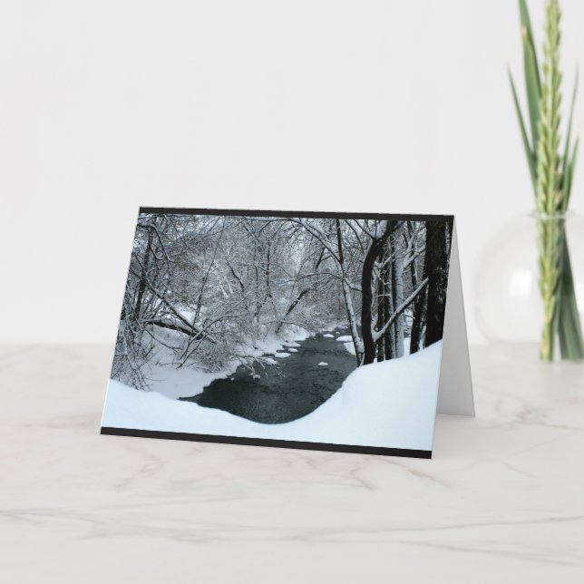 Peaceful Snowy River Scene Thinking Of You Card (Front)