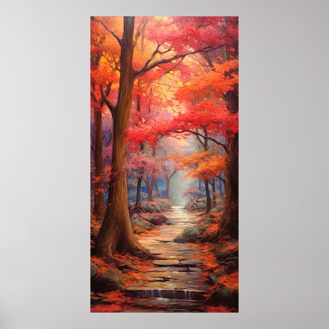 Peaceful Strolling Autumn Park Fine Art Poster (Front)