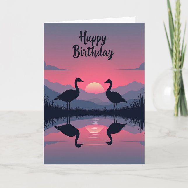 Peaceful Sunset Birds Card (Front)