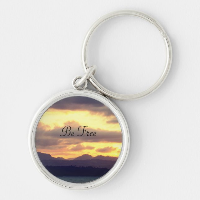 Peaceful Sunset | Custom Text Keychain (Front)