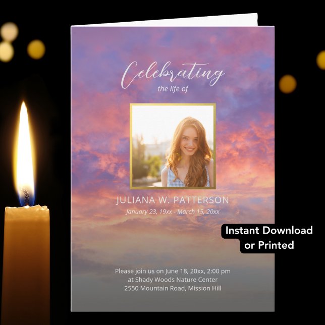 Peaceful Sunset Funeral Program Instant Download (Creator Uploaded)