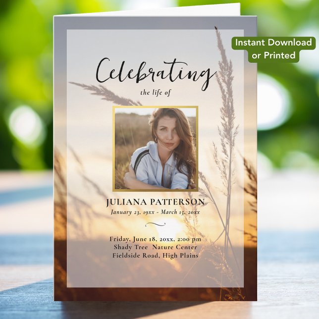 Peaceful Sunset Instant Download Funeral Program (Creator Uploaded)