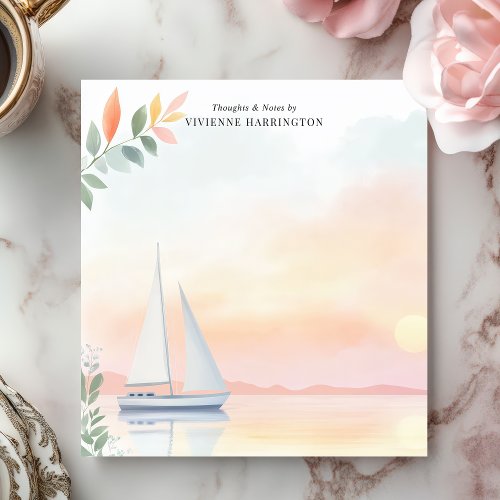 Shop 15 Peaceful Sunset Sailboat Watercolor Personalized Notepad