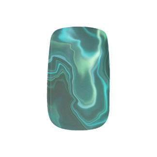 Peaceful Teal Marbled Minx Nail Art Decals