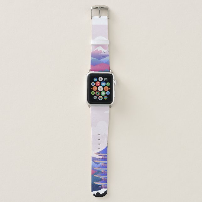 Peaceful Temple Scenery At Dawn Apple Watch Band (Front)