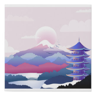 Peaceful Temple Scenery At Dawn Faux Canvas Print