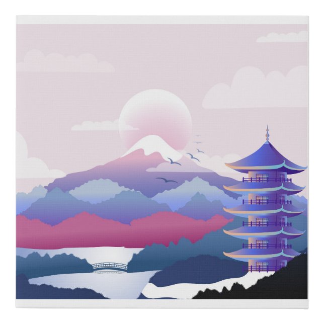 Peaceful Temple Scenery At Dawn Faux Canvas Print (Front)