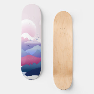 Peaceful Temple Scenery At Dawn Skateboard