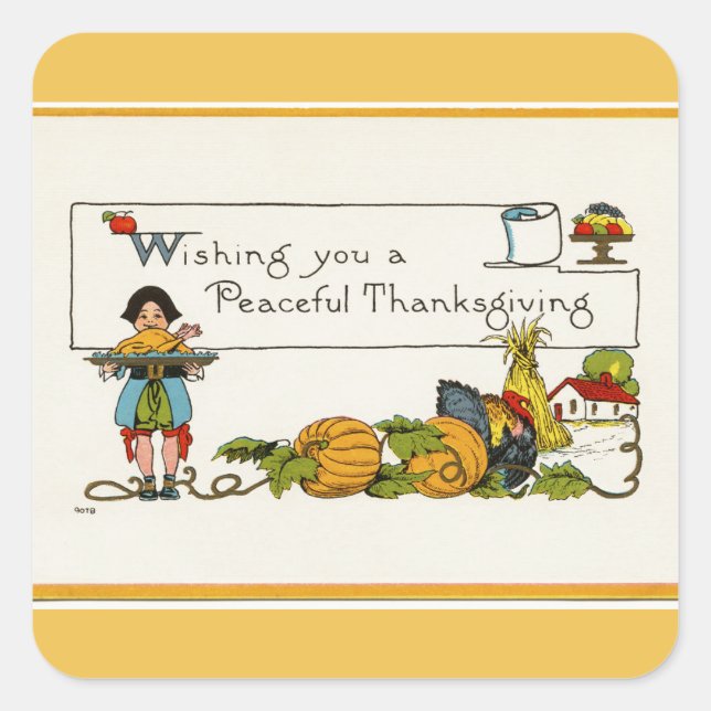Peaceful Thanksgiving Square Sticker (Front)