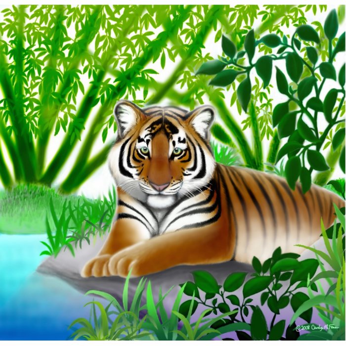 Peaceful Tiger in Bamboo Jungle Pin Photo Sculptures