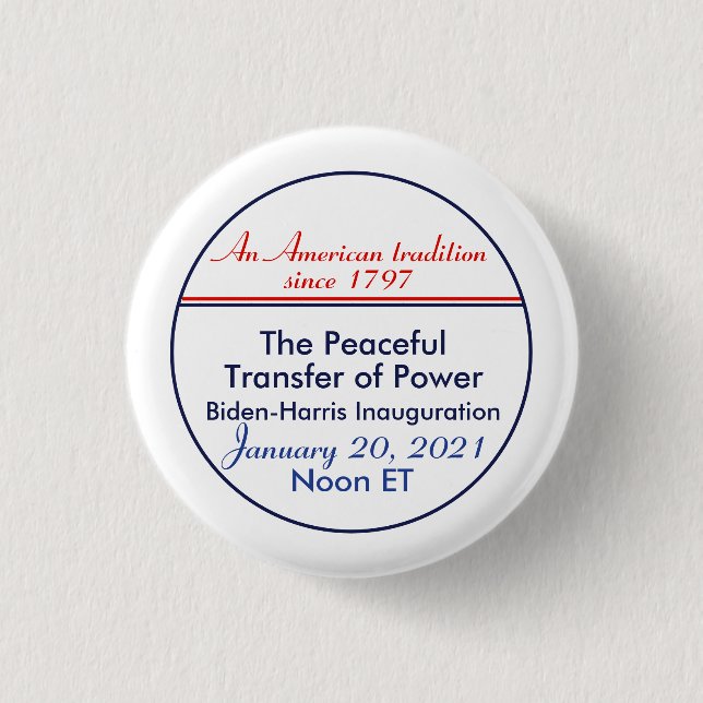 Peaceful Transfer of Power Inauguration New Year Button (Front)