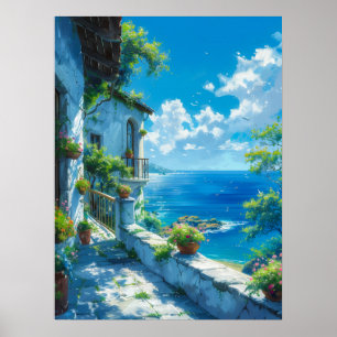 Peaceful Vacation in Blue Summer Poster
