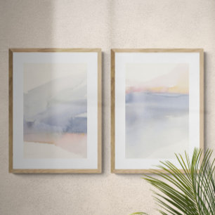 Peaceful Vibe Watercolor Ocean Painting Wall Art Sets