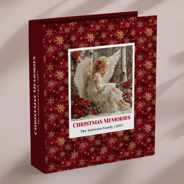 Peaceful Victorian Angel Red Gold Christmas Memory 3 Ring Binder (Peaceful Victorian Angel Red Gold Christmas Memory Album)
