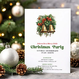 Peaceful vintage Christmas bells party invitation