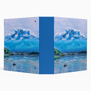 Peaceful Watercolor Japanese Art Design 3 Ring Binder