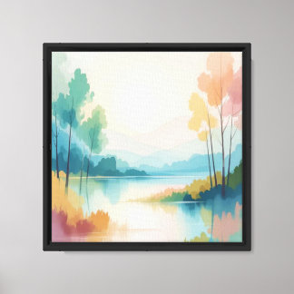 Peaceful watercolor landscape wall art 