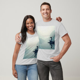 Peaceful Waterside Meditation Design T-Shirt