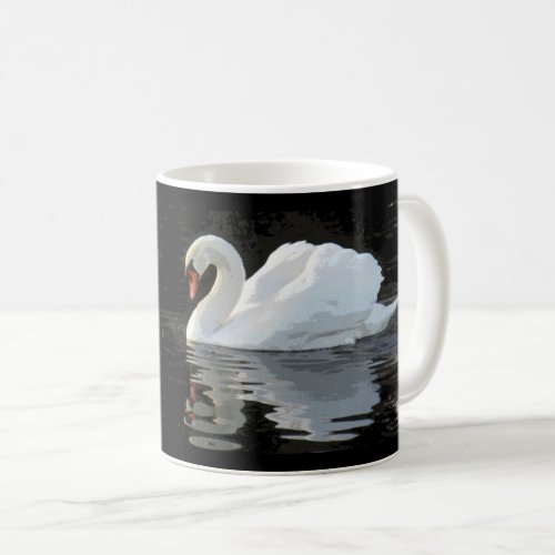Peaceful white mute swan reflections your name  coffee mug