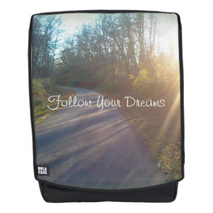 Peaceful Winding Path through Woods Sun Photograph Backpack