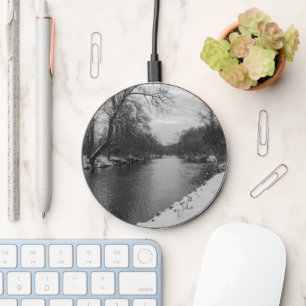 Peaceful Winter At James River Grayscale Charger