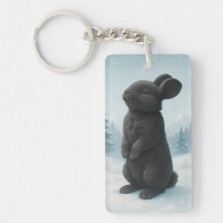 Peaceful Winter Bunny Keychain