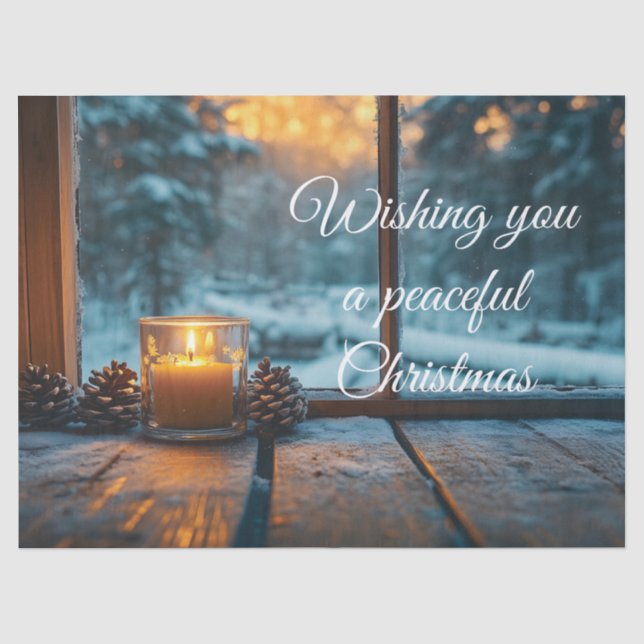 Peaceful winter Christmas decoration in the window Tissue Paper (Front)