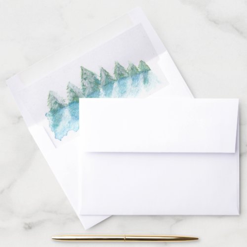 Peaceful Winter Forest Watercolor Christmas Envelope Liner