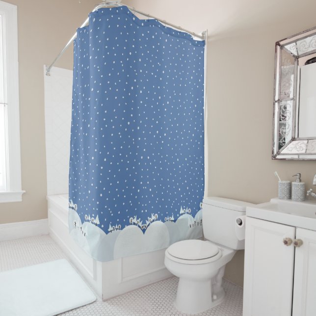 Peaceful winter forest with snow and snowflakes shower curtain (In Situ)