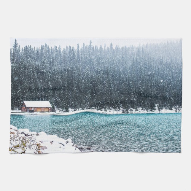 Peaceful Winter (Lake Louise) Kitchen Towel (Horizontal)