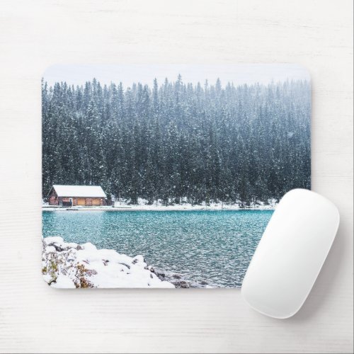 Peaceful Winter Lake Louise Mouse Pad