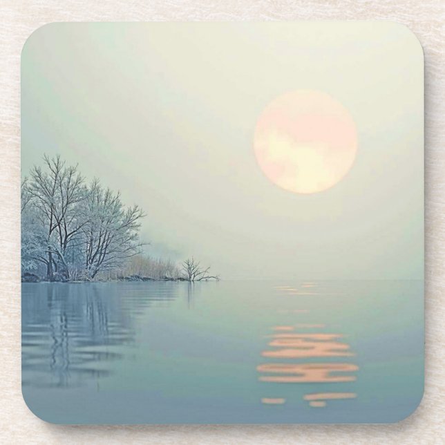 Peaceful Winter Morning Art Beverage Coaster (Front)