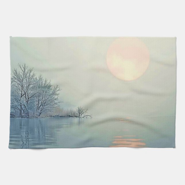 Peaceful Winter Morning Art Kitchen Towel (Horizontal)