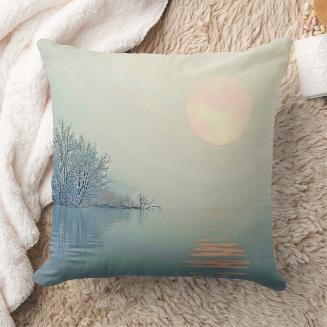 Peaceful Winter Morning Art Throw Pillow (Blanket)