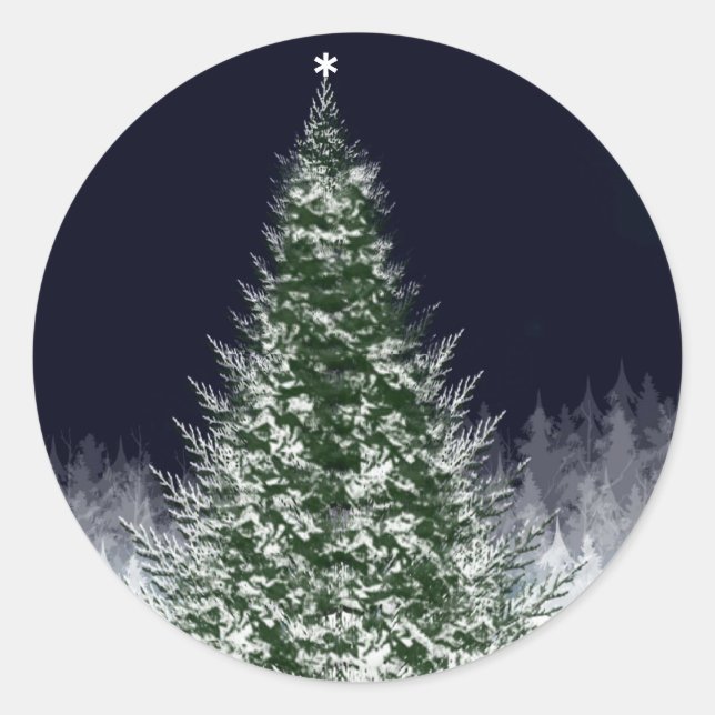 Peaceful Winter Night Christmas Card Stickers (Front)