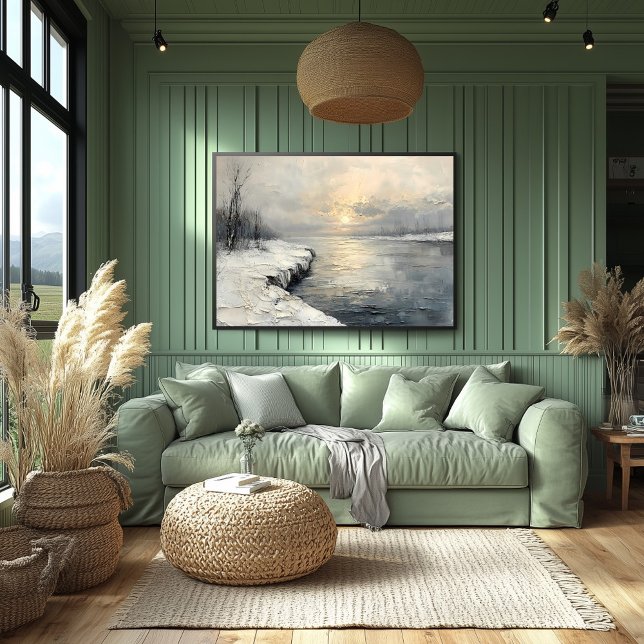 Peaceful Winter River at Sunrise, Textured Palette Poster (Creator Uploaded)