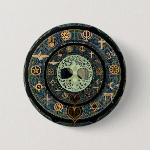 Peaceful Yin Yang Tree of Life Symbol Pinback Button