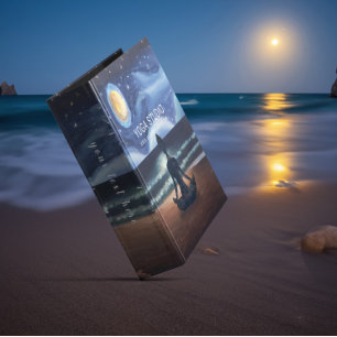 Peaceful Yoga Meditation Moonlight Sky Ocean Beach 3 Ring Binder