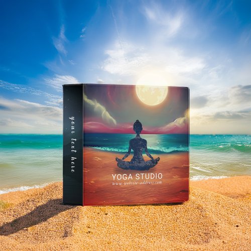 Peaceful Yoga Meditation Moonlight Sky Ocean Beach 3 Ring Binder