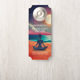 Peaceful Yoga Meditation Moonlight Sky Ocean Beach Door Hanger