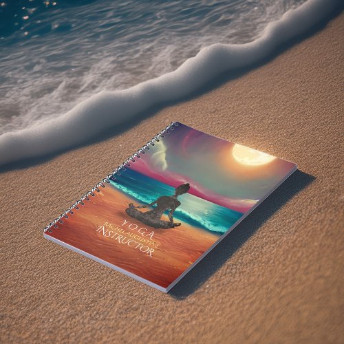 Peaceful Yoga Meditation Moonlight Sky Ocean Beach Notebook