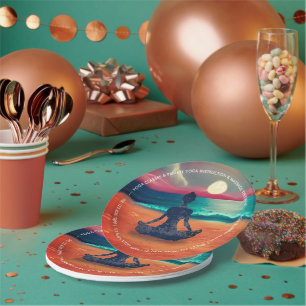 Peaceful Yoga Meditation Moonlight Sky Ocean Beach Paper Plates